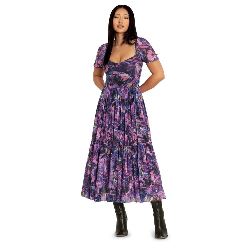 NWT BlackMilk Crystal Forest Short Sleeve Sheer Mesh Midaxi Dress S